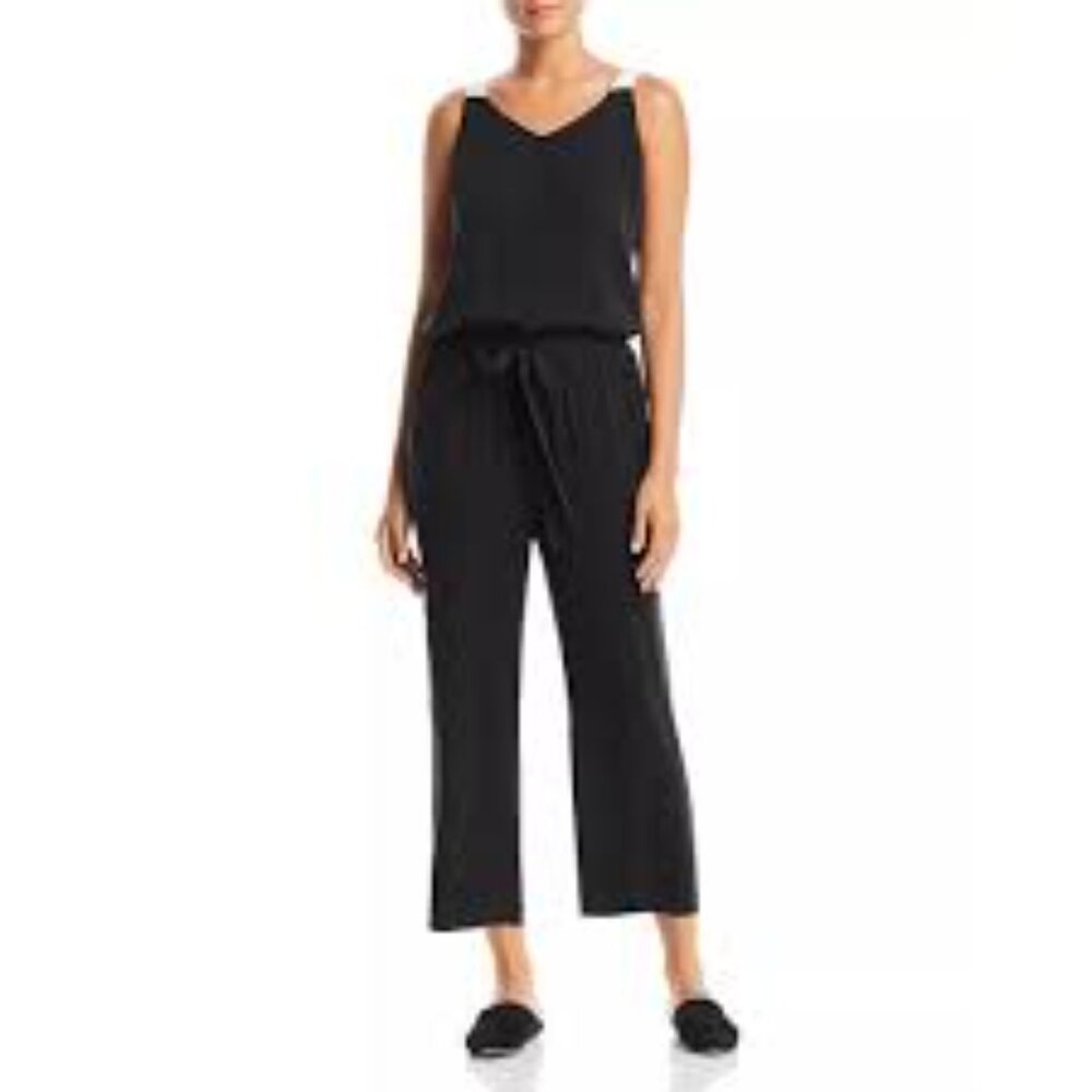 Eileen Fisher, black silk sleeveless jumpsuit size S